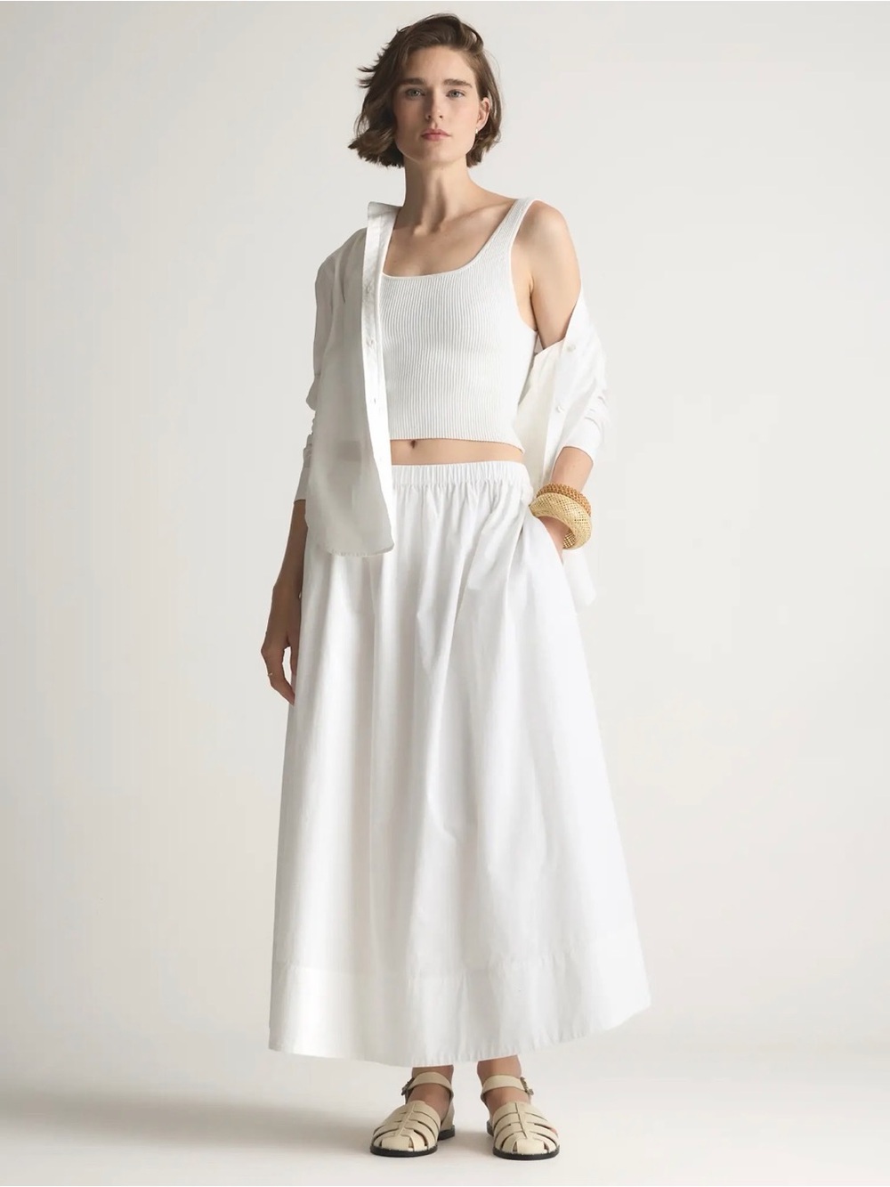 NWT QUINCE A line Poplin Cotton Maxi Skirt
